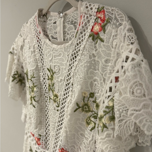 SAYLOR | Robbie White Lace Dress with Floral Embroidery - Picture 14 of 17